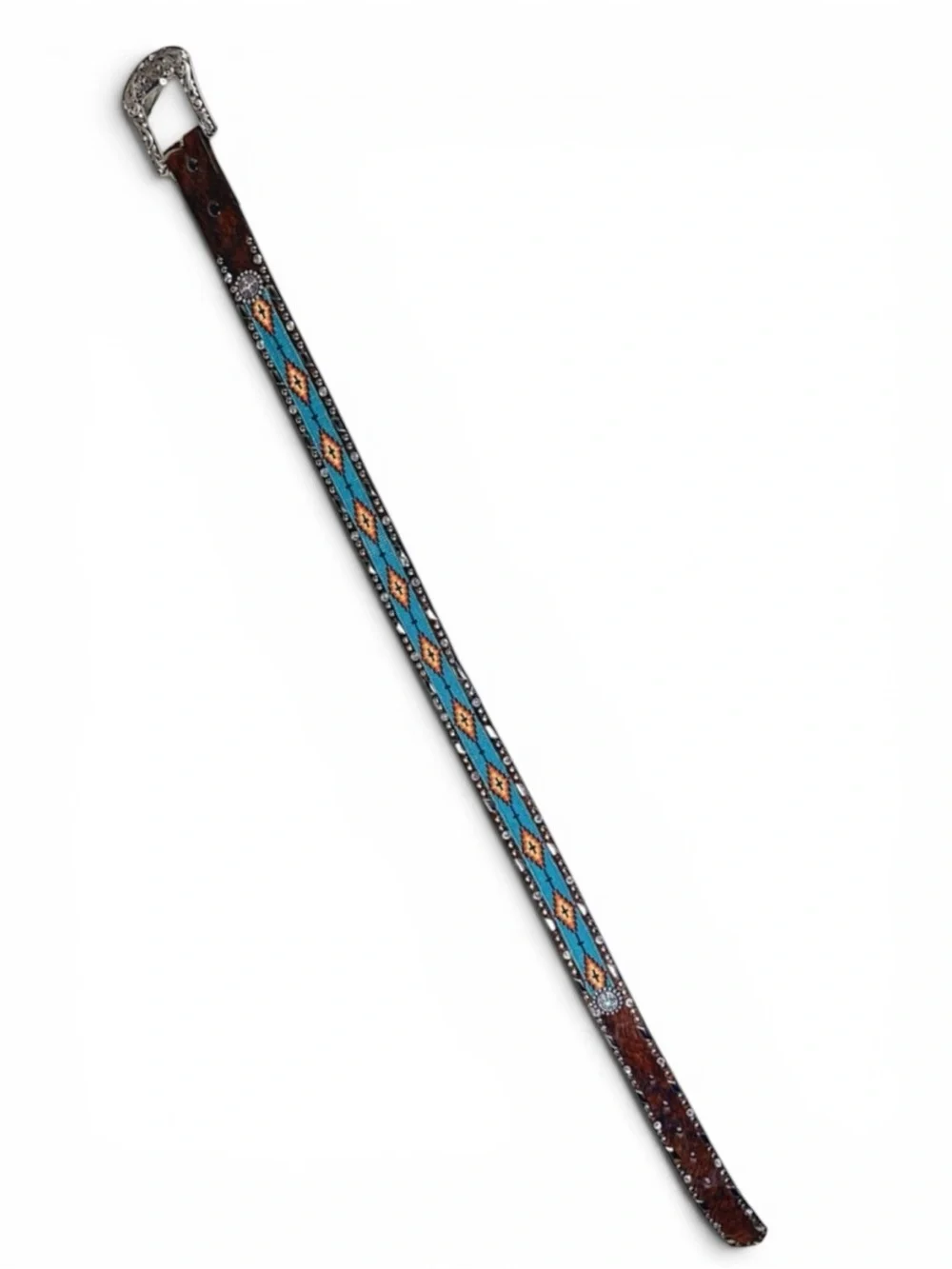 Ariat Southwest Beaded Hair-On Belt Med. Aztec Colorful Rhinestone Western